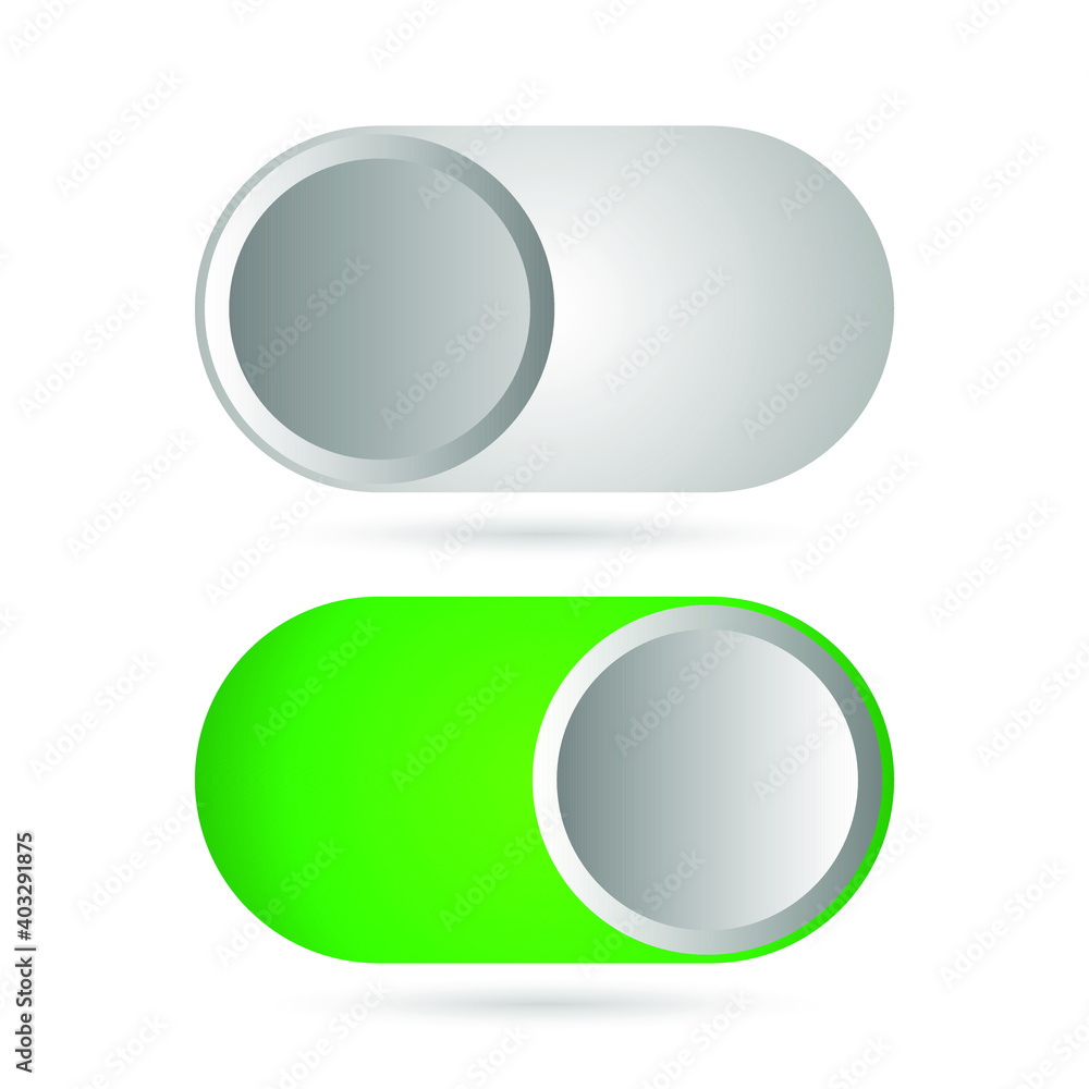Poster on and off toggle switch buttons. material design switch buttons set. vector illustration