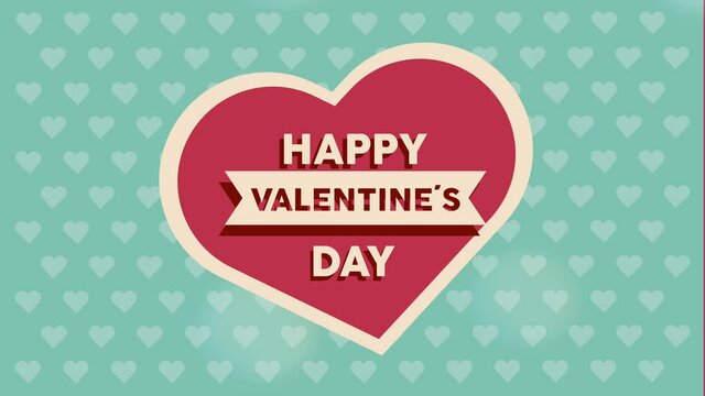 happy valentines day lettering in heart card