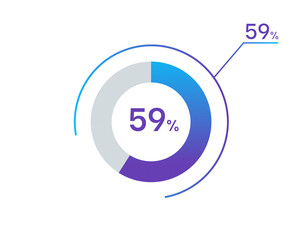 59 percents pie chart infographic elements. 59% percentage infographic circle icons for download, illustration, business, web design