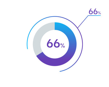 66 percents pie chart infographic elements. 66% percentage ...