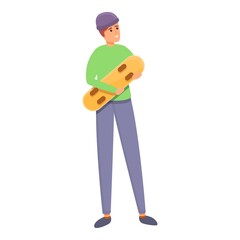 Park kid skateboarding icon. Cartoon of park kid skateboarding vector icon for web design isolated on white background