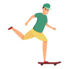 Fototapeta na wymiar Speed kid skateboarding icon. Cartoon of speed kid skateboarding vector icon for web design isolated on white background