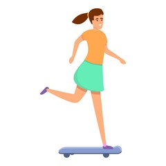 Fototapeta premium Girl skateboarding icon. Cartoon of girl skateboarding vector icon for web design isolated on white background