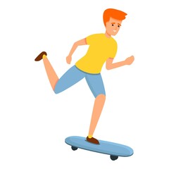 Fototapeta na wymiar Fast boy skateboarding icon. Cartoon of fast boy skateboarding vector icon for web design isolated on white background