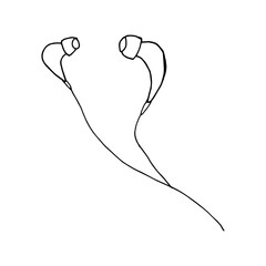 Doodle earphones. hand drawn of a earphones isolated on a white background. Vector illustration sticker, icon, design element