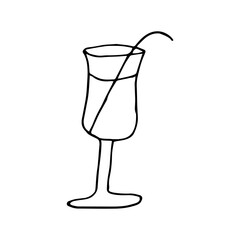 a glass of doodle juice. hand drawn of a glass of doodle juice isolated on a white background. Vector illustration sticker, icon, design element