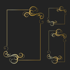 Vector Illustration of Hand Drawn Elegant Frame Border Ornament Background Template for Wedding, Greeting, Menu, Card, and others. Design Set for Paper Size, Portrait Banner, and Square Size.