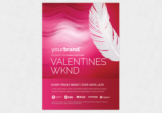 Minimal Pink Nightclub Party Flyer with Valentines theme