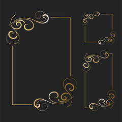 Vector Illustration of Hand Drawn Elegant Frame Border Ornament Background Template for Wedding, Greeting, Menu, Card, and others. Design Set for Paper Size, Portrait Banner, and Square Size.
