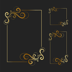 Vector Illustration of Hand Drawn Elegant Frame Border Ornament Background Template for Wedding, Greeting, Menu, Card, and others. Design Set for Paper Size, Portrait Banner, and Square Size.