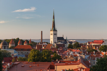 St Olaf (Oleviste) Church. Tallinn, Estonia. Summer view.