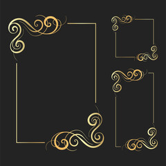 Vector Illustration of Hand Drawn Elegant Frame Border Ornament Background Template for Wedding, Greeting, Menu, Card, and others. Design Set for Paper Size, Portrait Banner, and Square Size.