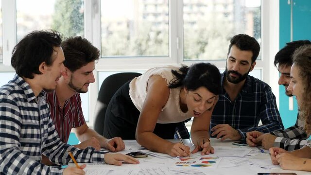 success, career - teamwork rejoice at having found the solution to a problem