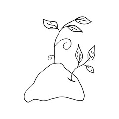 Doodle seedling. hand drawn of a seedling isolated on a white background. Vector illustration sticker, icon, design element