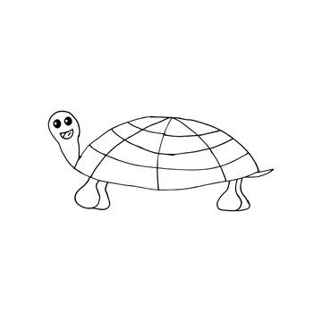 Doodle sea turtle. hand drawn of a sea turtle isolated on a white background. Vector illustration sticker, icon, design element