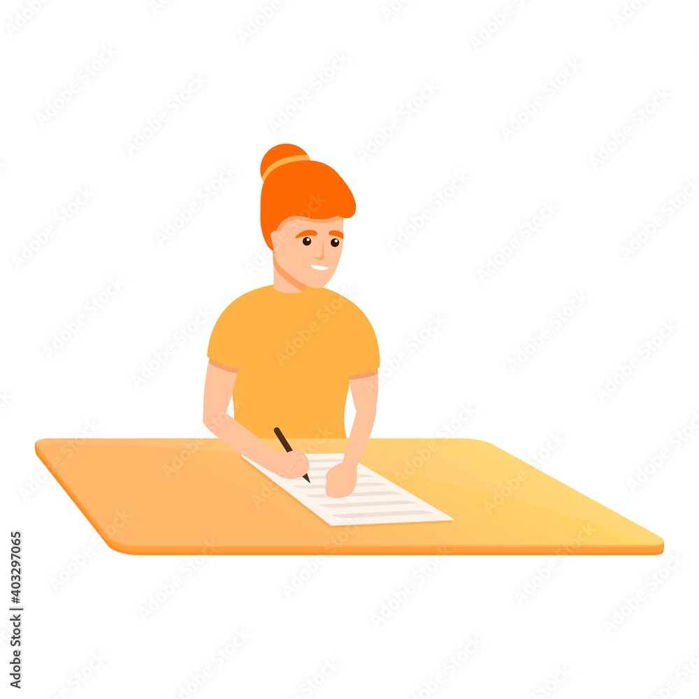 Poster write school test icon. cartoon of write school test vector icon for web design isolated on white ba