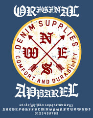 Vector illustration on a theme of American jeans, denim and raw.