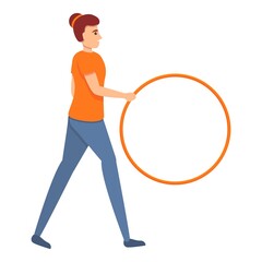 Girl gym ring icon. Cartoon of girl gym ring vector icon for web design isolated on white background