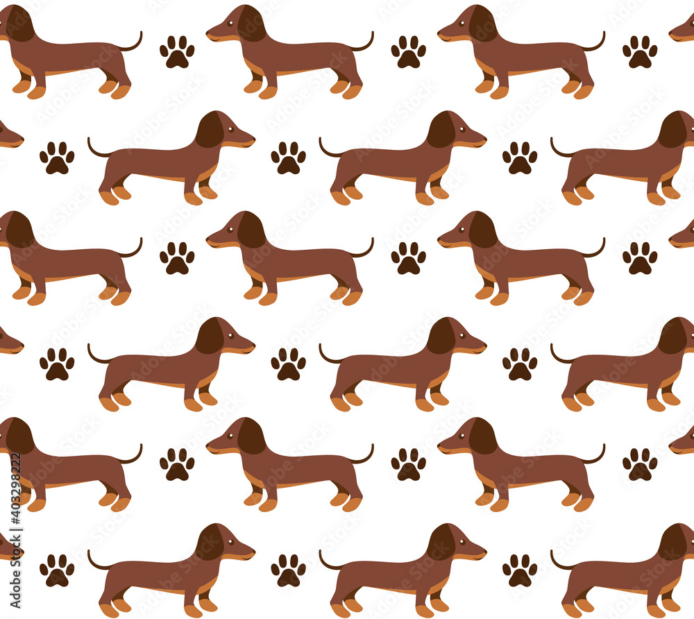 Poster vector seamless pattern in dachshund for print and web design on white background eps 10