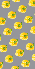 Seamless food pattern. Illuminating colour fruits on ultimate gray background. From above