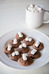 hot chocolate cookies with ganache and marshmallows