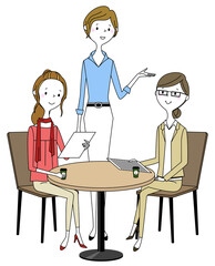 同僚と会話をするビジネスウーマン