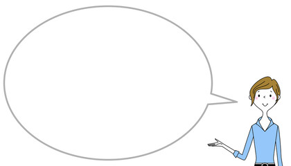 説明するビジネスウーマン　ふきだし