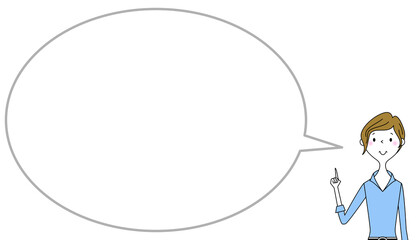 指をさすビジネスウーマン　ふきだし