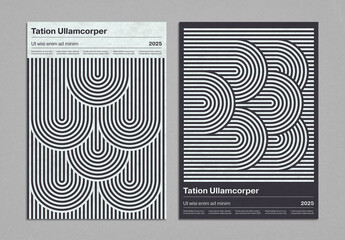 Monochrome Geometric Poster Layout in Mid-Century Modern Style