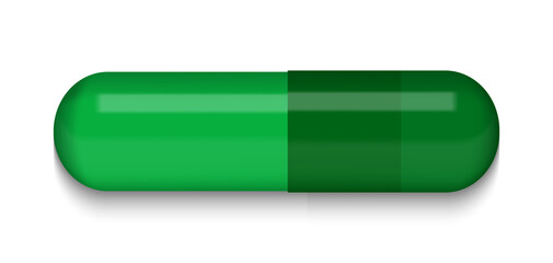 Green Red Medical pill on white background. Virus capsule. The medicine. Vector Illustration. EPS10