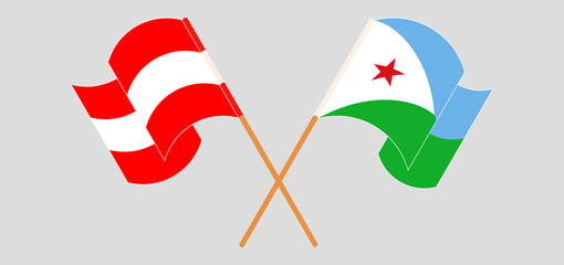 Fototapeta na wymiar Crossed and waving flags of Djibouti and Austria