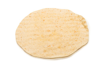 Grilled pitta bread isolated on white background.