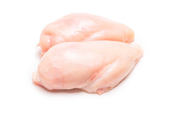 Raw chicken fillet isolated on white background.