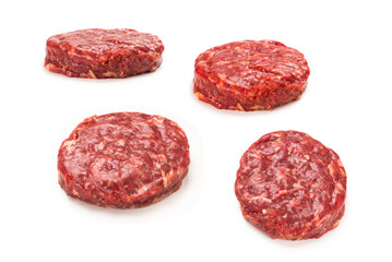 Raw minced beef isolated on white background.