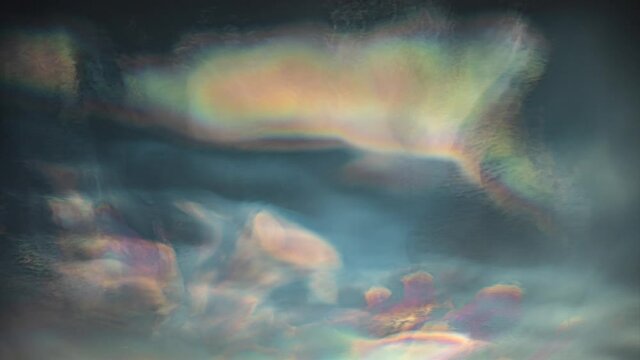 Colorful nacreous polar stratospheric clouds jet timelapse