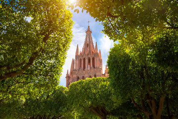 Landmark cathedral of San Miguel Archangel, Parroquia De San Miguel Arcangel, in historic city...