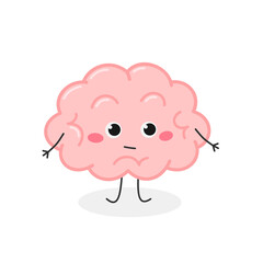 Funny cartoon brain shrugging I don't know