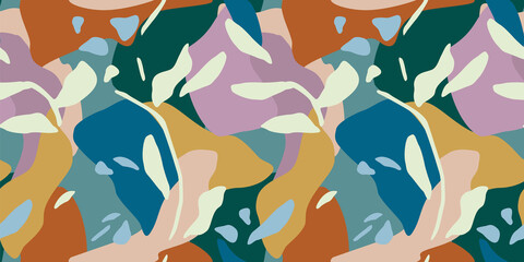 Naklejka premium Artistic seamless pattern with abstract leaves. Modern design for paper, cover, fabric, interior decor and other.