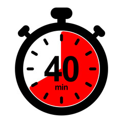 nswi40 NewStopWatchIcon nswi - english - timer and stopwatch icon. - countdown timer. - 40 minutes - simple black pictogram - xxl e10092