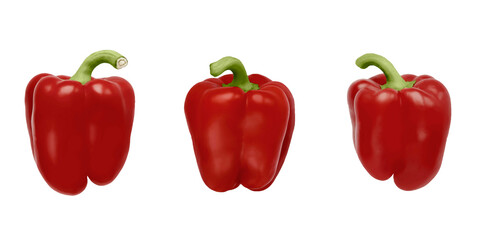 Isolated sweet pepper on a white background. The color is red. Side view. Element for the design. Paprika. Vegetable.