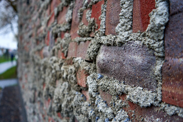 Rough red brick wall texture