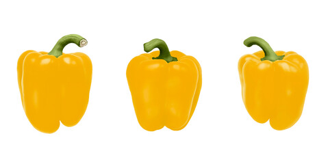 Isolated sweet pepper on a white background. The color is yellow. Side view. Element for the design. Paprika. Vegetable.