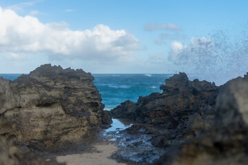 Fototapeta na wymiar La'ie Beach Park Hawaii Cliffs