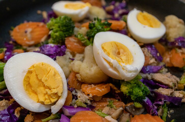 Colorful vegetables with egg.