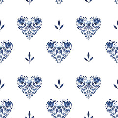 watercolor seamless pattern with hearts