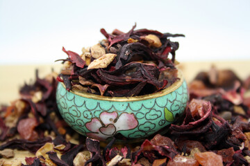 Fruit tea with the addition various herbs.