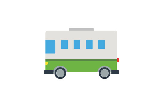 School bus vector flat icon. Isolated city transport, public transportation bus emoji illustration. Vector flat illustration. Bus emoji vector.