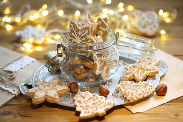 Gingerbread cookie with white icing