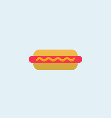 Tasty Hot Dog with Mustard on White background.
