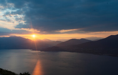 Glimpse of Lake Maggiore from the viewpoint of Premeno, Italy.